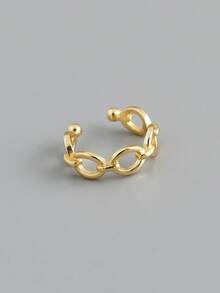 1pc Geometric Hollow Ear Clip, Fashionable Minimalist & Personalized Earcuff, No Ear Piercing Required - Hollow Ear Clip - View 3