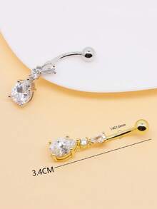 1pc 14G Dangle Belly Button Ring For Women Girls Stainless Steel Belly Button Navel Piercing CZ Dangle Belly Piercing Body Jewelry