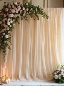 1/2/4 Piezas de Tela de Gasa Transparente Elegante Beige, Cortinas de Fondo para Fiesta, Decoración de Boda y Fiesta, Tela de Fondo Crema, Decoración para Despedida de Soltera, Decoración de Cumpleaños, Suministros de Decoración, Suministros de Boda, Tela para Arco de Boda, Decoración de Fondo para Fotomatón, Decoración para Día de San Valentín, Aniversario, Decoración de Escenario, Regalos de Boda