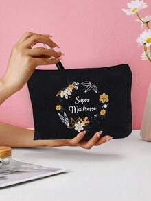 Cosmetic Bag, Linen Pencil Case For Teacher Assistant, College Dormitory Cosmetics Storage, Men's Travel, Simple Toiletries Washing Bag, Sports Decoration Bag, Gift Bag, Cosmetic Bag,Teacher's Day Gift, Reusable Makeup Bag, Women's Simple And Large Capacity Travel Makeup Bag - Multicolor - View 6