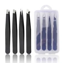 FADVAN 4PCS Tweezers Set Yellow/Lovely Flower Multi-Purpose Professional Stainless Steel Tweezers Precision Tweezers For Eyelash Extension Eyebrows Facial Blackhead,Point Tip Tweezers,Angle Tip Tweezers,Flat Tip Tweezers,Slant Tip Tweezers