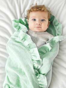 momscare 1 Piece Baby Blanket Wrap Swaddle Multifunctional Quilt With Lace Design Solid Color Gauze Newborn Bedding