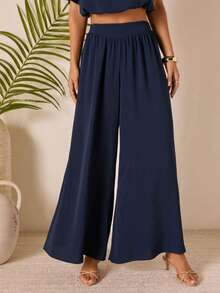 Pleated Swing Wide Leg Casual Loose Solid Color Pants