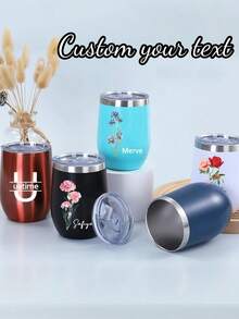 1 件个性化蛋壳杯不锈钢保温杯，U 型大肚杯随行杯，带盖 - 定制不锈钢酒杯、咖啡杯或饮料桶 12 盎司，生日、卧室、家居、特殊场合的理想礼物