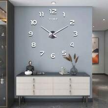 3D DIY Wall Clock Acrylic Mirror Stickers Wall Clocks For Home Decoration Living Room Quartz Needle Hanging Watch Europe Horloge Colors: Black And Silver 16/19/35 Inches Optional Room Decor