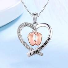 1 pieza Colgante elegante con diseño de huella y corazón, regalo de Día de la Madre único y de moda