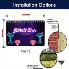 1 件定制金属铭牌，印有您的文字，个性化独特家居装饰，房间装饰，酒吧桌旗标志杯垫，任意名称花园牌匾礼物，8 英寸 X 12 英寸（20 x 30 厘米） - 多色 - 查看 2