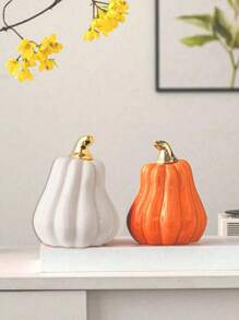 1pc Pumpkin Shaped Ceramic Decoration Piece, Minimalist & Modern, Suitable For Desk, Office, Home Decor, Essential Halloween Decoration & Gift