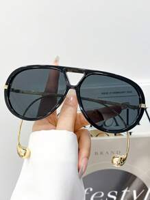 Novos óculos de moda retrô extra grandes com armação redonda de metal ousada estilo Y2K, adequados para mulheres e homens, versáteis para estilo de rua, uso externo, praia, viagens, casual, formal, elegante e chique