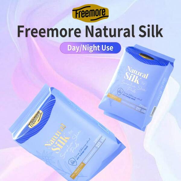 FREEMORE 30PCS/60pc Freemore Natural Silk Day/Night Use Sanitary Napkin(290mm),Floating 3D Anti-Leakage Shield Design, Minimum Friction, Improves Comfort Of Intimate Area,Soft & Breathable-For Your Daily Comfort