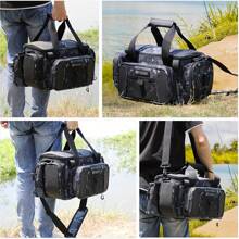 Angelzubehör-Tasche - Aufbewahrung mit 4 Utility-Boxen, Salz- und Süßwasser-Umhängetasche, geeignet für Camping, Jagd, Wandern, Reisen