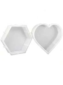 1/2 pièces Moule en résine silicone en forme de cœur hexagonal de grande taille. Moule artisanal pour la décoration de la maison, les bijoux, les cadeaux faits maison. Convient pour le livre, l'oreiller, la cristallerie, l'artisanat en résine époxy.