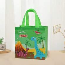4 piezas/Juego 23*22*11CM Bolsas de tela no tejida a prueba de agua con patrón de dinosaurio, bolsas de regalo reutilizables para decoración de fiesta de cumpleaños - Multicolor - Ver 3