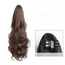 1pc 50cm Extra Long Natural Curly Wig, Wave Wig Extension With Claw Clip, Long Hair Styling Accessory, Korean Big Wave Fashion Hair Accessories Elegant Hair Clip Elegant Hair Claw Fall Winter For Vacation Outfits Woman