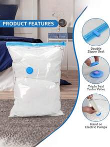6/5/3/1pcs Transparent Vacuum Compression Bags, 50x70cm Medium Size Combination Space Saving Vacuum Storage Bags, 6pcs (5M+Pump) Multi-Purpose Rectangular Plastic Bags, Luggage Compression Bags Suitable For Clothes, Pillows, Blankets, Bedding, Suitable For Travel, Home, Wardrobe, Luggage Storage, Easy To Use, Winter Clothing Storage, Christmas Costume Decoration Storage, Back To School Luggage Storage, Travel Essentials