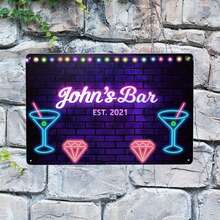 1 件定制金属铭牌，印有您的文字，个性化独特家居装饰，房间装饰，酒吧桌旗标志杯垫，任意名称花园牌匾礼物，8 英寸 X 12 英寸（20 x 30 厘米） - 多色 - 查看 4