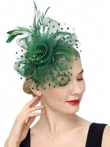 1 buc Fascinator cu pene, petrecere de ceai, elegante, Kentucky Derby, pălării, cutie de pilulă, cocktail, nuntă, mireasă, fascinatoare, bandă de susținere pentru femei și fete, cadou de ziua de naștere de Ziua Mamei, chestii școlare, elegant, toamnă
