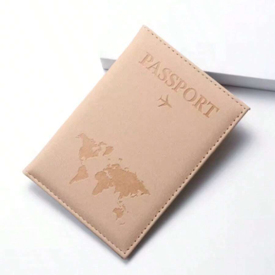 Women Men Vintage Business Passport Covers Holder Multi-Function ID Bank Card Leather Wallet Case Travel Accessories - 杏色 - 查看 1