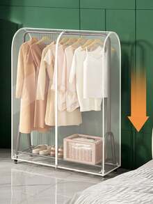 Funda protectora de plástico transparente para perchero de ropa - Perchero autoportante de doble barra con cremallera completa para proteger bolsos y ropa del polvo