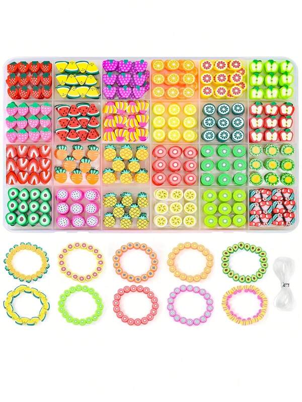 480pcs Clay Bead DIY Crafts Colorful Beading Necklace, Earring, Keychain Design Art Creative Gift Set, Ideal For Graduation, Birthday, Halloween Handmade DIY