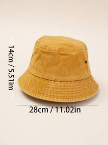 1pc Unisex Vintage Washed Bucket Hat, Plain Color Casual Sun Hat Suitable For Hiking & Vacation - Hat - View 2