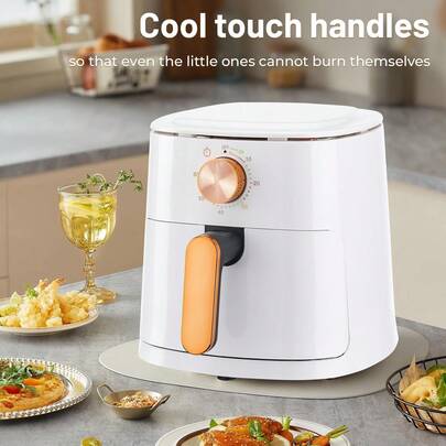 Air Fryer Oven, White 4L Manual Air Fryer, Air Fast Circulation, 60 Minutes Timer Control, Large Oven Low Fat Healthy Oil-Free Fryer, Knob Control, Fo