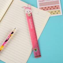 1 件动物图案 5.9 英寸尺子 - 耐用塑料，彩色花卉图案，适合办公室和学校使用