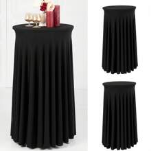 32" x 43" (ca. 81,3 x 109,2 cm) schwarzer runder Cocktail-Tisch Rock | Spandex Stretch passgenauer Tischbezug | knitterresistent, fleckenresistent, maschinenwaschbar für Bars, Hochzeiten, Partys und Veranstaltungen