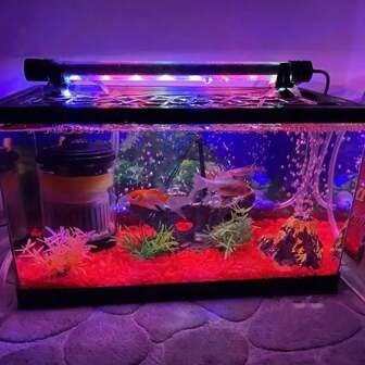 Luces para acuario sumergible, barra de luces LED para acuario, luces de colores para acuario, adecuado para acuarios pequeños, grandes, redondos y cuadrados, luz oculta para acuario de espectro completo con 2 filas de cuentas, luz RGB para acuario con lámpara de tira con ventosa para acuario, luces de cascada para acuario de 8-24 pulgadas, luz para acuario de agua dulce