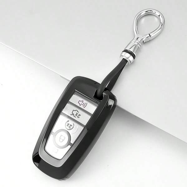 حامل مفتاح سيارة فاخر وجميل قطعة واحدة ، غطاء مفتاح السيارة مع سلسلة مفاتيح ، حافظة مفتاح من مادة TPU الناعمة للحماية للموديلات: Explorer ، Fusion ، Escape ، Edge ، Expedition ، F150 ، F250 ، F350 ، F450 ، F550 ، Maverick ، Mustang 3/4/5 أزرار مفتاح ذكي مقاوم للسقوط والغبار