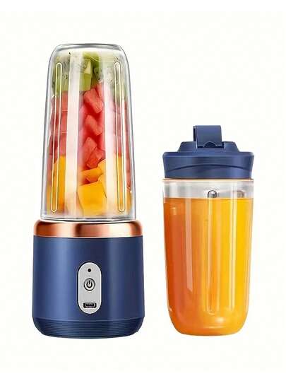 2-In-1 Portable Juicer Blender, USB Rechargeable - 6-Blade Dual Cup Design, Ideal For Making Smoothies, Shakes And Icy Drinks - Perfect Gift For Health-Conscious, Suitable For Travel, Work Or Home Use, 16.91 Oz Capacity, Portable Juicer | Modern Kitchen Appliance | Plastic Body, Juicer Base, Kitchen Mixer, Practical New Year And Christmas Gift For Women
