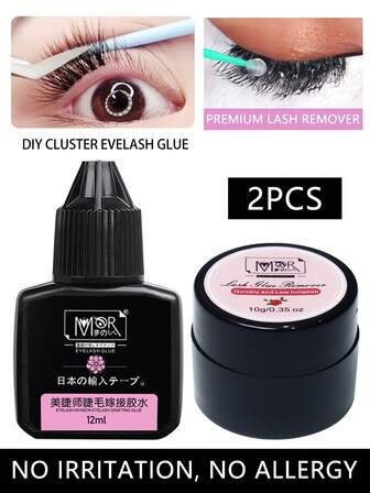 2pcs Perfect Match Set: Strong Dissolving Eyelash Adhesive Remover+Hair Gel Cluster Eyelash Adhesive Black Sensitive Eyelash Adhesive Quick Drying Waterproof Eyelash Adhesive Personal Eyelash Adhesive Long Lasting DIY Eyelash Extension Adhesive Strong Eyelash Extension Adhesive Non Irritating Eyelash Extension Remover Lash Glue, Eyelash Glue