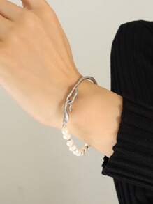 MiDuoDuo 1 Stück MiDuoDuo Mode elegante quadratische Anhänger Halskette mit natürlicher Süßwasserperle Armband, hochwertiges Geschenk für Frauen