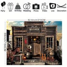 Western Saloon Cowboy Backdrop Country Vintage Bar Wild West Ranch Texas Horse Barn Door Cowgirl Shower Birthday Photography Background Photo Shoot Decor Props Decoration,Christmas