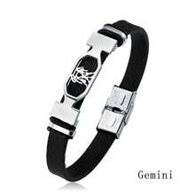 Stainless Steel Constellation Bracelet For Women Men Zodiac Sign Leather Bracelet Wristband Jewelry Birthday Gift