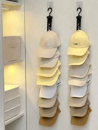 1pc 8 Clips Baseball Cap Hat Rack, Unisex Hat Rack With Hooks And Clips, Suitable For Wardrobe And Cabinet Doors, Hat Storage Rack On Door And Wall, Suitable For Baseball Cap Lovers To Store Wardrobe Door Display Hat Rack. Bedroom, Storage Box, Home Storage, Women's White T-Shirt, Women's Black Pants, Women's Winter Clothes, Dresses,