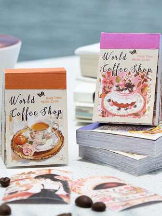 50 piezas de pegatinas con tema de café para scrapbooking, decorar cuadernos, marcos de fotos, fundas de teléfono, tazas, revistas, cajas de papelería, materiales de collage DIY, útiles escolares, vuelta al colegio