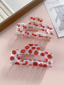 1Pc/2Pcs Women's Sweet Cute Colorful Strawberry Square Claw Clip | Ponytail & Updo Hair Accessory, Perfect For Daily Outings, Bohemian Elegant Style Fashion Hair Accessories Fashion Hair Clips