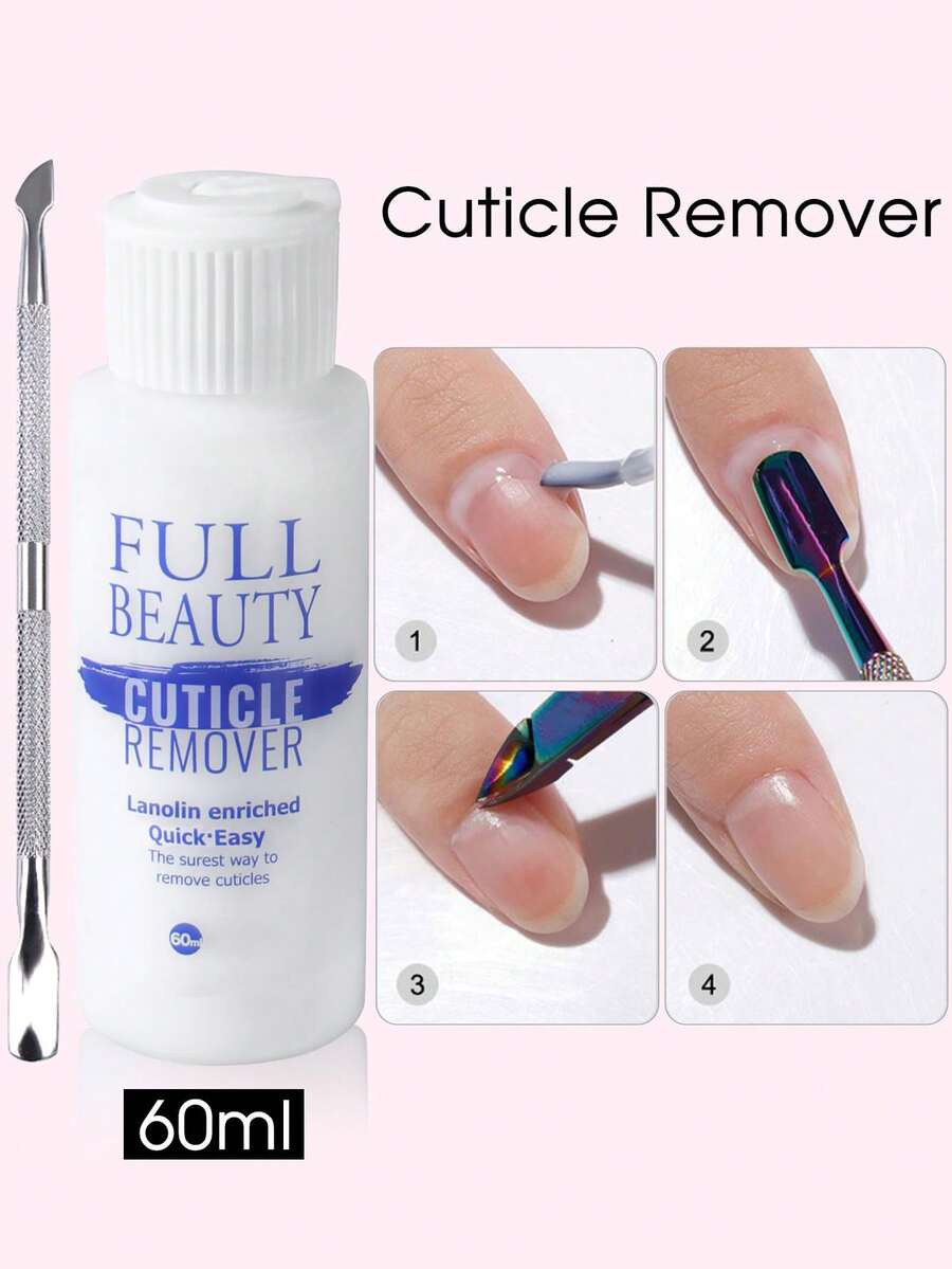 2件/套 指甲死皮软化剂 60毫升 指甲角质软化剂 角质去除工具 美甲凝胶抛光死皮钢推 指甲护理 - 白色 - 查看 1