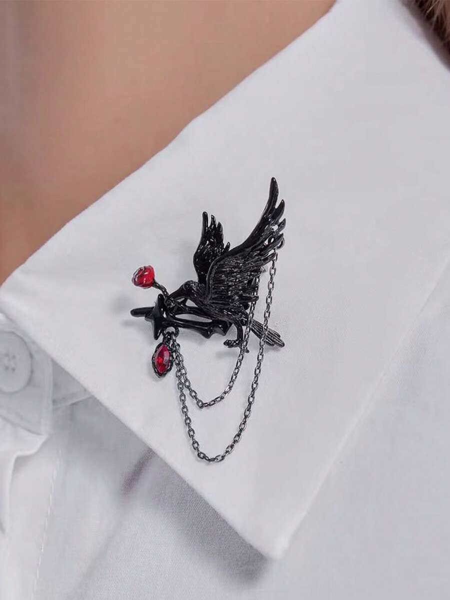 1 件游戏爱与深空 Sylus Crow 胸针哥特朋克风格立领外套和背包装饰角色扮演道具配饰女士胸针首饰礼物