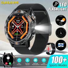 GUHUAVMI 1pc Outdoor Sports Smart Watch, 1.53inch HD Screen, With LED Flashlight, Wireless Call, Info Push, Compass, Heart Rate/Sleep Monitoring, Fitness Tracker Smartwatch, IP67 Waterproof Watch For Men Women, Suitable For Android IOS