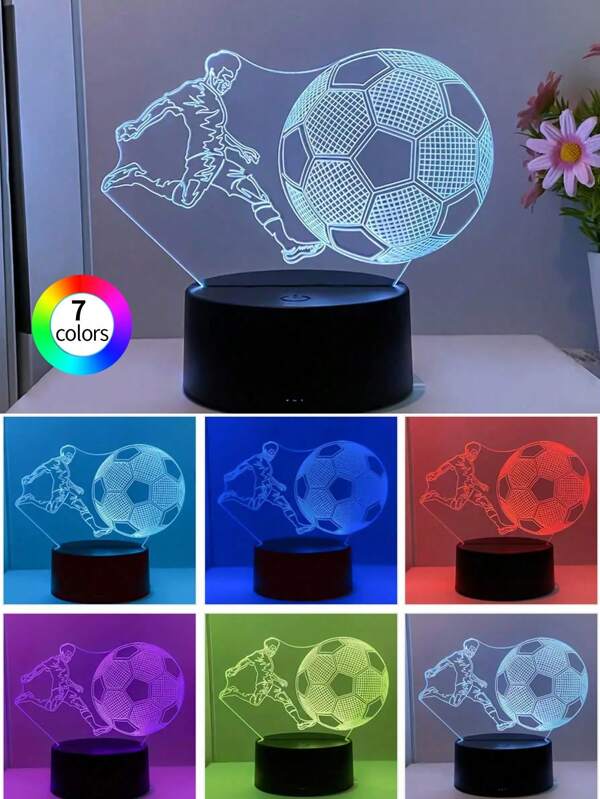 1 stuk kleurrijke voetbalvormige lamp, 7-kleurige verstelbare aanraakschakelaar voetballamp sportcadeau, geschikte kamerdecoratie voor jongens en meisjes