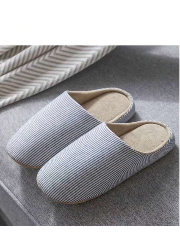 Casual Striped Simple Indoor Slippers, Autumn/Winter