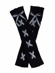 1 Pair Women's Fashion Jk Lolita Leg Warmers Cute Bowknot Leg Warmers Soft Warm Winter Cosplay Footless Long Boot Leg Warmers, Cozy - Multicolor - View 12