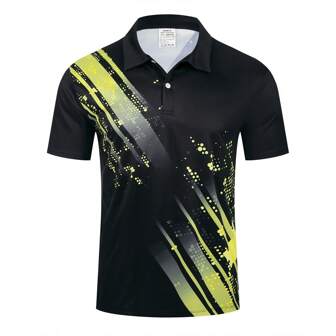 TELEYI Men's Summer Casual Shirt - Breathable Polyester, Short Sleeve, Color Block Design With Contrast Collar, Machine Washable, Summer Casual Shirt, Street Style, Conventional Version, Summer