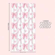 1/4pcs Pink Heart & Bow Bathroom Set, Includes Shower Curtain, Bath Mat, U-Shaped Toilet Lid Cover, Toilet Seat Cover, Fashionable Curtain/Shade, Waterproof, Machine Washable, No Drilling Required