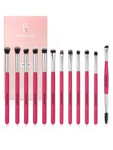 Princess Rose 12件套化妆刷套装 – 包括晕染刷、唇刷、遮瑕刷、大号眼影刷、中号眼影刷、细节眼影刷、眉刷、眉梳、小号眼影刷，采用柔软纤维制成，亲肤易用。化妆刷套装，晕染刷，唇刷，化妆刷套装，化妆刷套装，化妆刷套装，全套化妆刷，化妆刷套装，全套化妆套装，化妆刷套装，化妆刷套装，化妆礼盒套装 - 玫紅色 - 查看 9