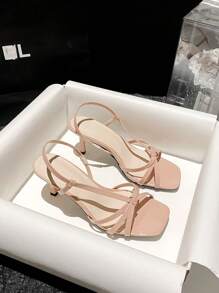 Sandalias de tacón alto y plataforma con punta cuadrada, tira de tobillo y tacón ancho, zapatos versátiles para vestidos de fiesta