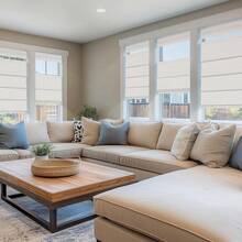 Top Down Bottom Up Roman Shades For Windows Blackout, Cordless Fabric Roman Blinds, Thermal Insulated Room Darkening Window Shades For Home Living Room Bedroom,Linen White,Custom Size - Mint Green - View 2