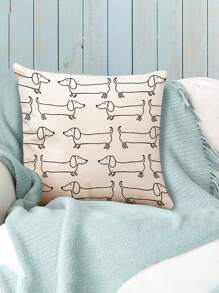1 pieza/2 piezas Funda de almohada decorativa con estampado lindo de perro salchicha de una sola cara, sin relleno, para decoración del hogar, regalo para amigos